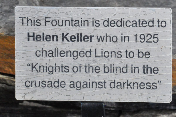Helen Keller fountain sign